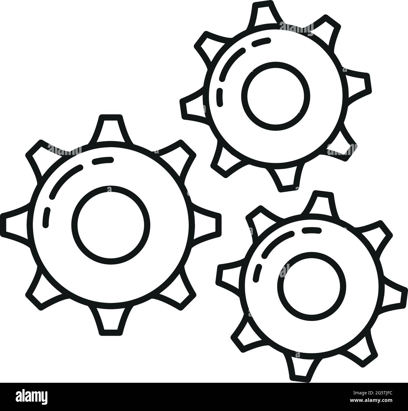 Setting gear online database computer technology icon, remote data storage, protect information outline flat vector illustration, isolated on white. C Stock Vector