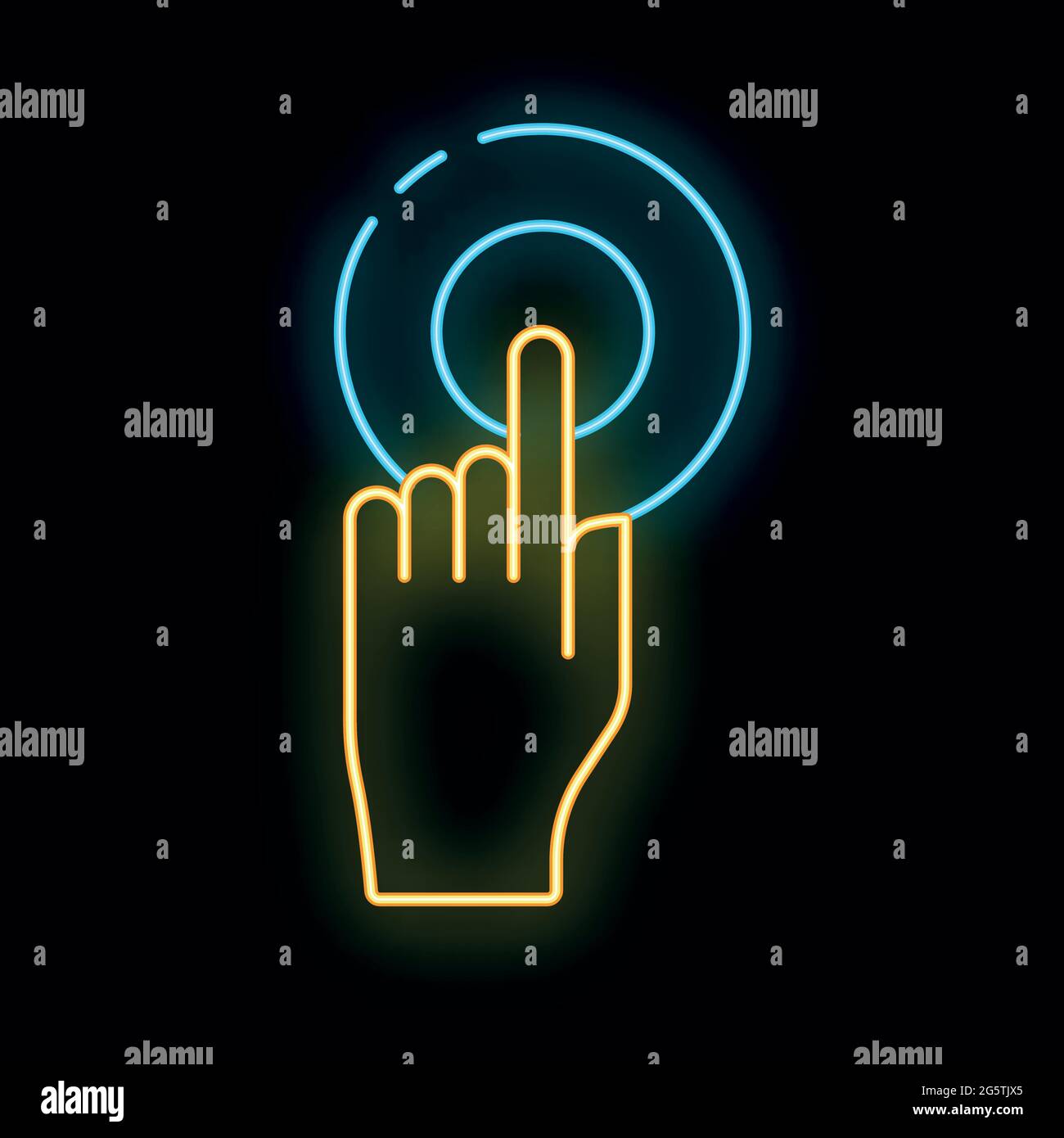 Hand point click online modern digital technology icon neon glow style