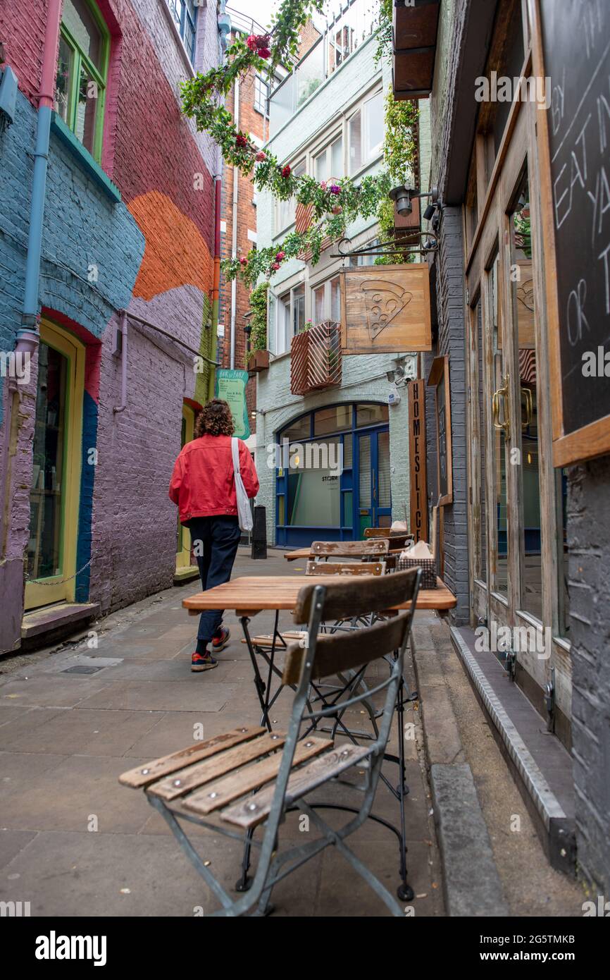 London. UK- 06.27.2021: a view of Neal's Yard,  a popular shopping and tourist landmark offering a alternative lifestyle brand. Stock Photo