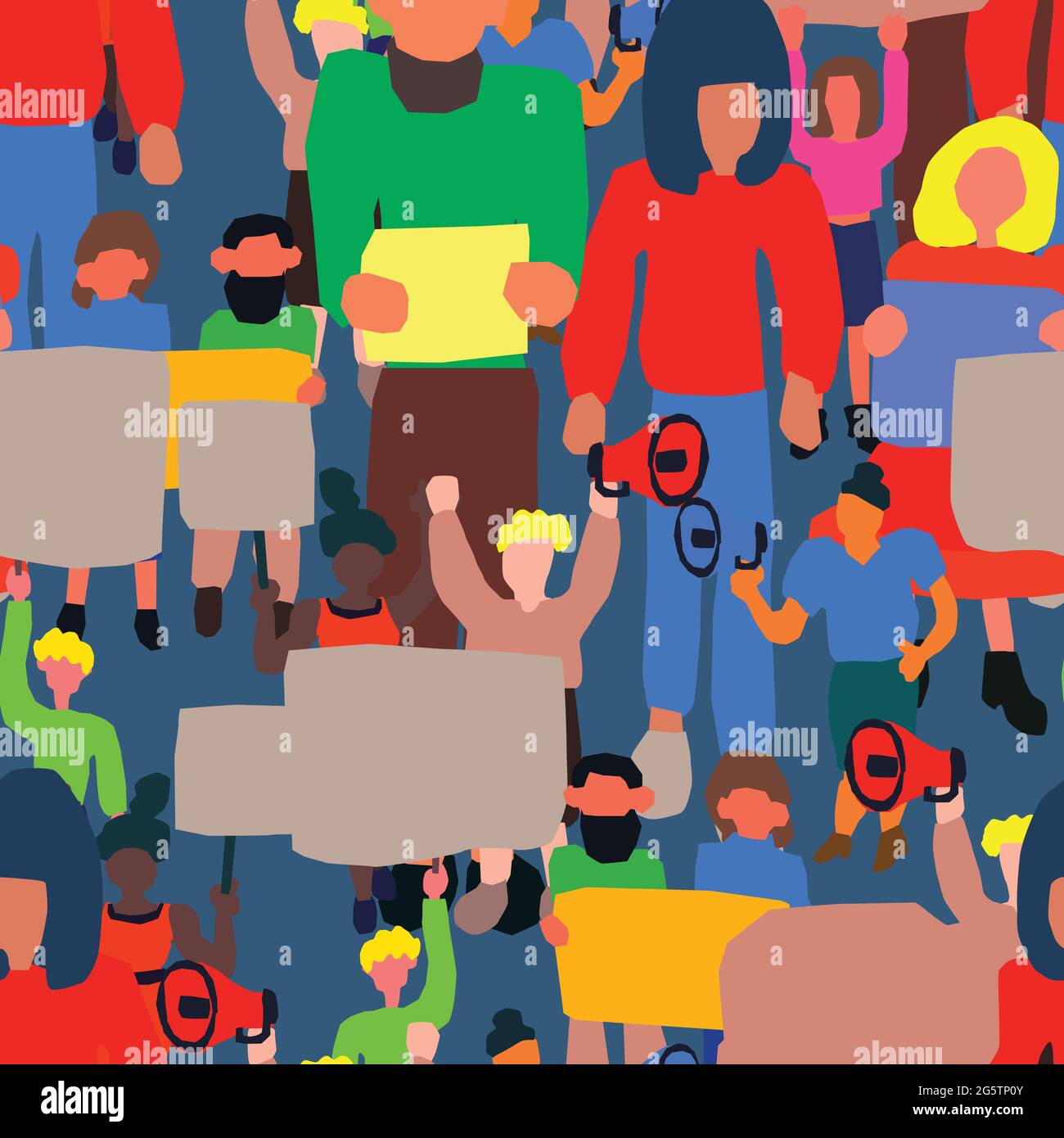 Seamless vector pattern with a crowd of people of different ages, races ...