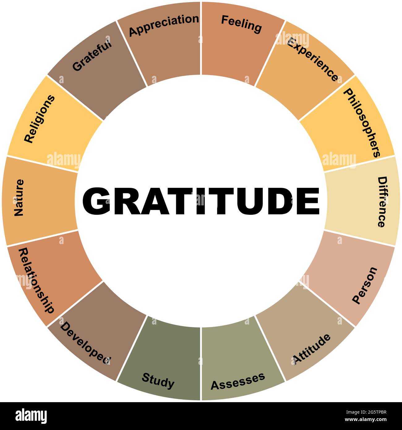 Diagram concept with Gratitude text and keywords. EPS 10 isolated on