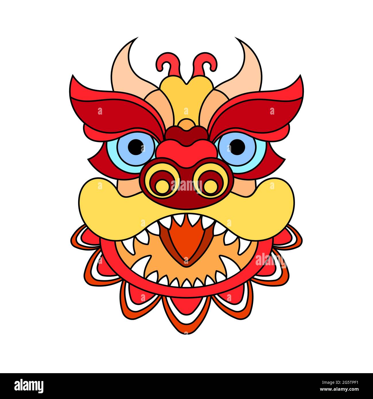 Chinese New Year Lion Dance Head. Flat vector illustration. Stock Vector