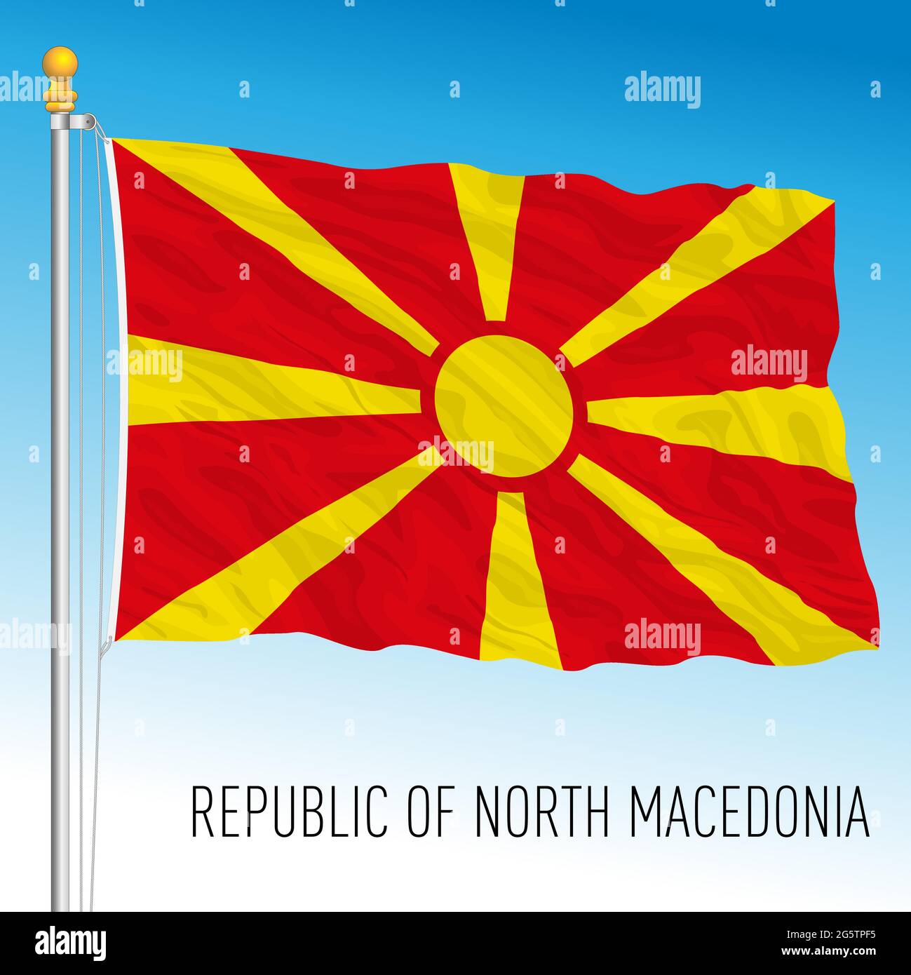 North Macedonia official national flag, european country, vector illustration Stock Vector
