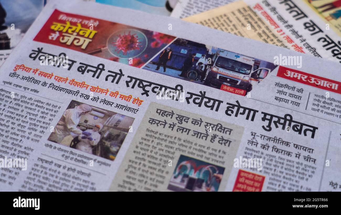 Dehradun, Uttarakhand India June 28, 2021. Hindi, Coronavirus COVID19