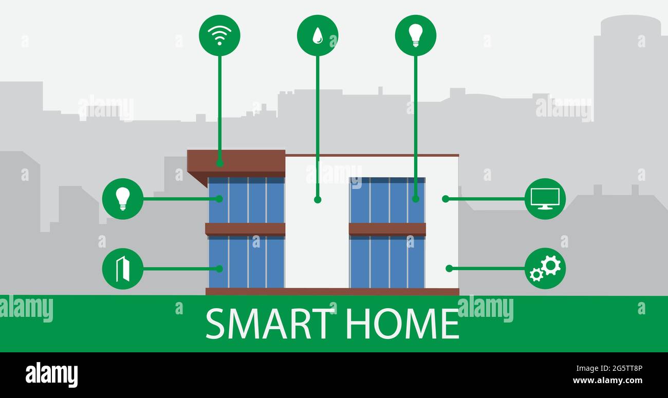 Mobile phone Smart Home House app application concept. Home automation ...