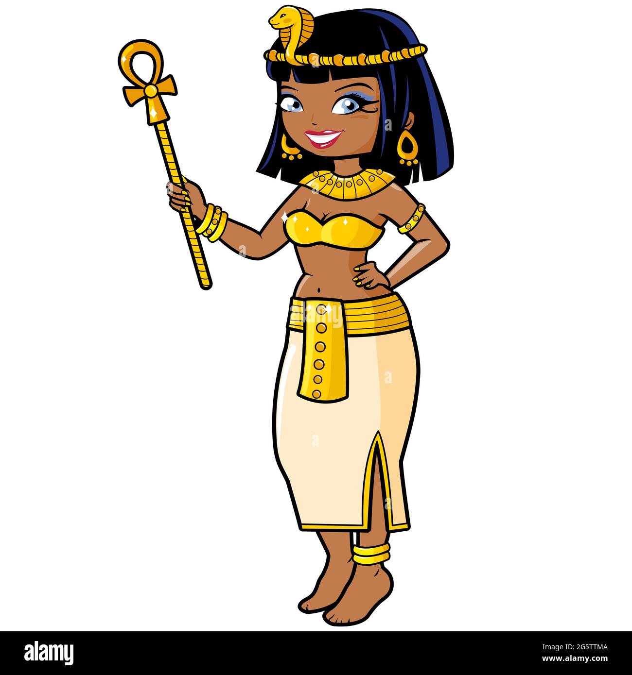 Cleopatra queen of ancient Egypt holding Ankh staff. Stock Photo