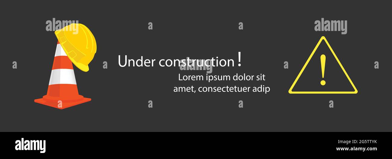 Website under construction page. Under construction website page vector illustration. Web, warning banner Stock Vector
