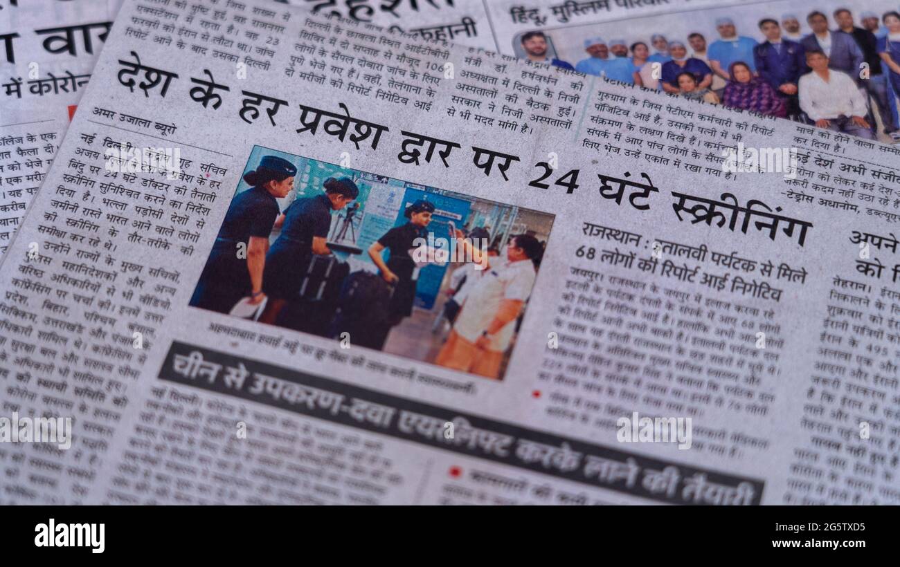 Dehradun Uttarakhand India June 28 21 Hindi Coronavirus Covid 19 News Headline In Newspaper Of India Headlines Of The Month March April Stock Photo Alamy