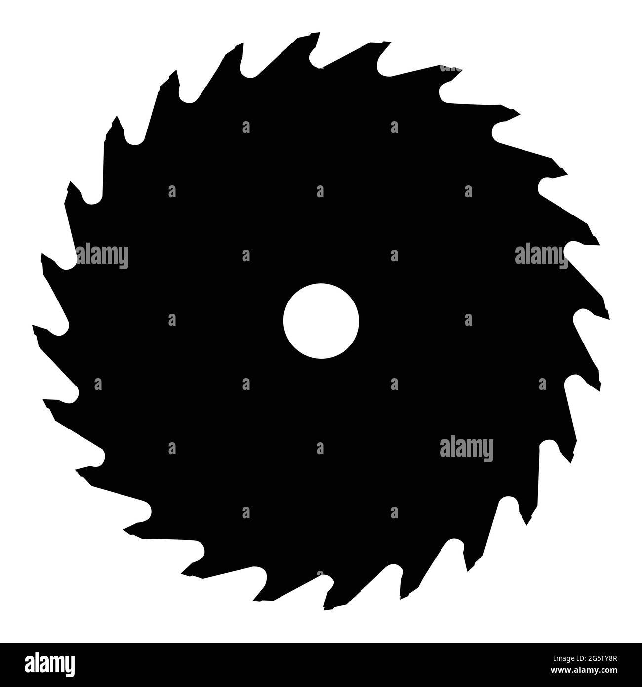Black silhouette of circular saw blade isolated on white background