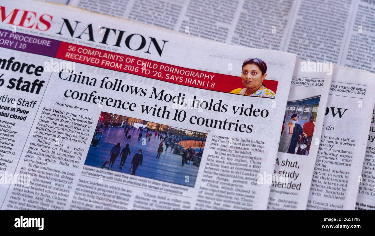 Dehradun Uttarakhand India June 28 21 Coronavirus Covid 19 News Headline In Newspaper Of India Headlines Of The Month March April High Quality Apple Prores 422 4k Footage 60p Stock Photo Alamy