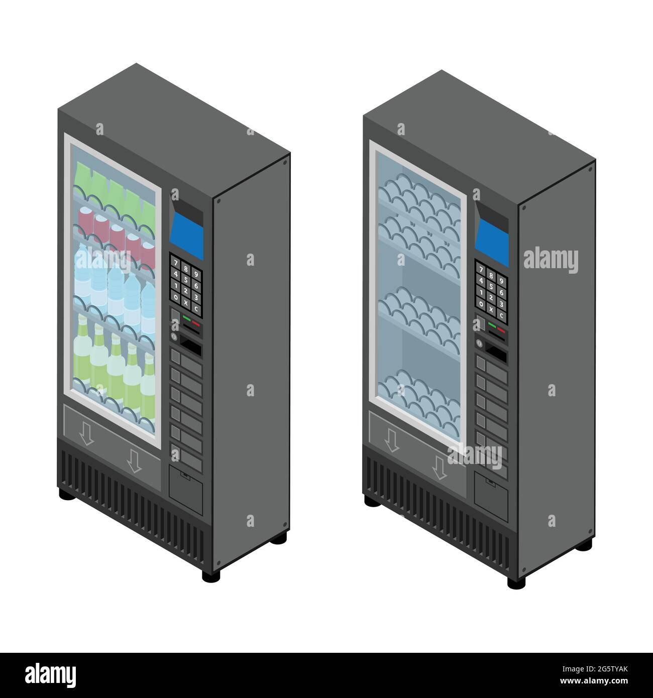 Vending machine with snacks and soda isolated on white background