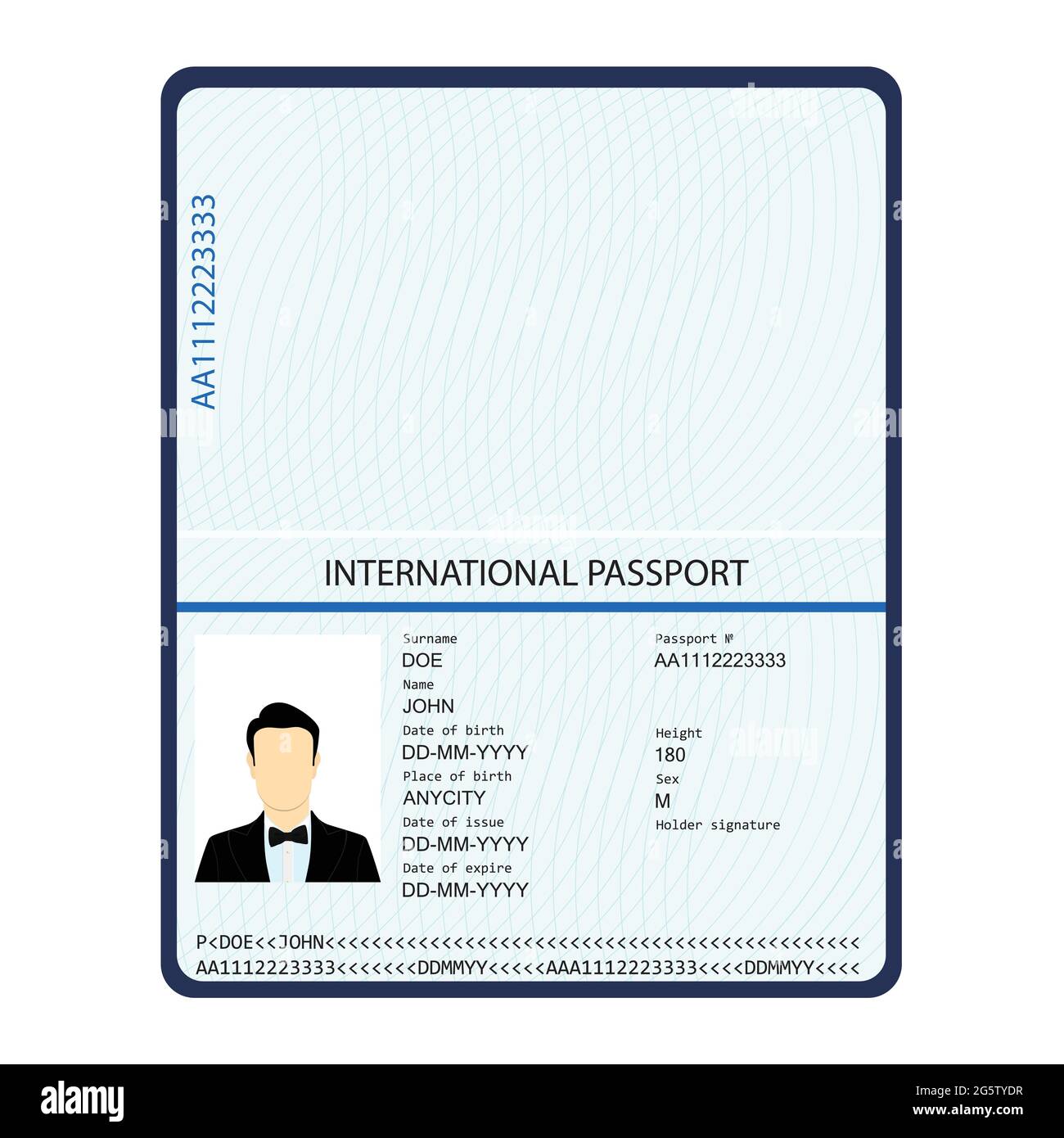 Passport with biometric data. Identification Document. international