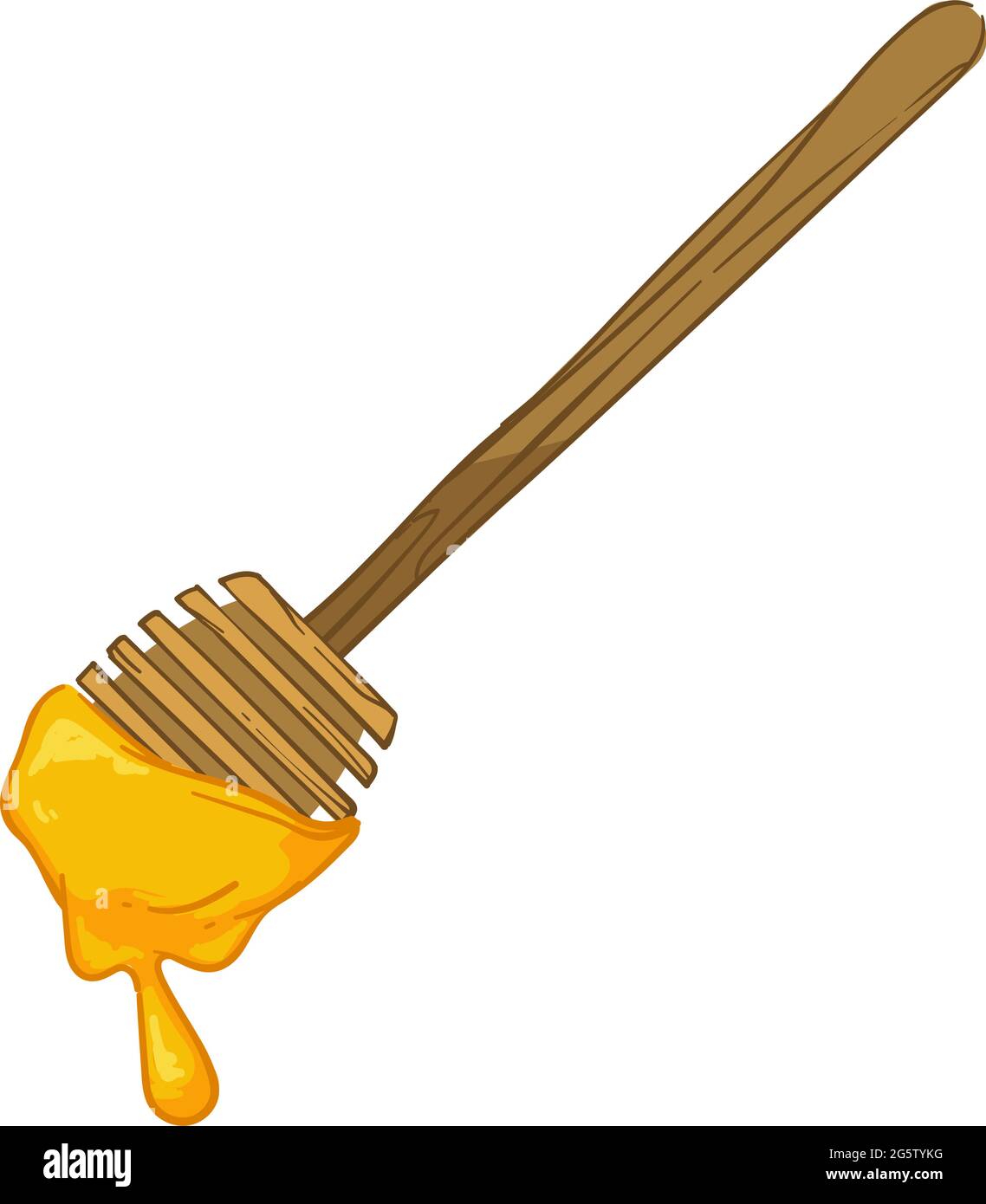 Wooden honey dipper with sweet nectar dripping Stock Vector Image & Art