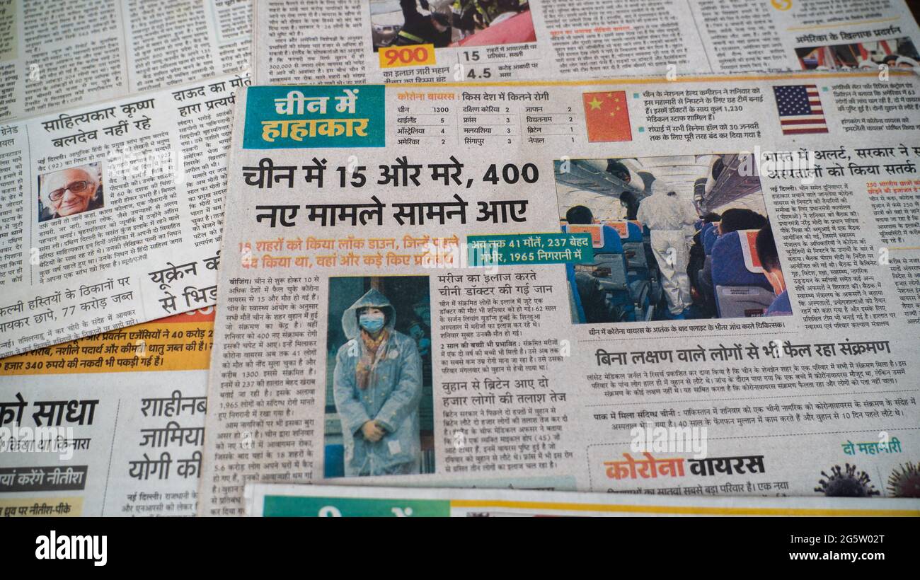 Dehradun Uttarakhand India June 28 21 Hindi Coronavirus Covid 19 News Headline In Newspaper Of India Headlines Of The Month March April Stock Photo Alamy