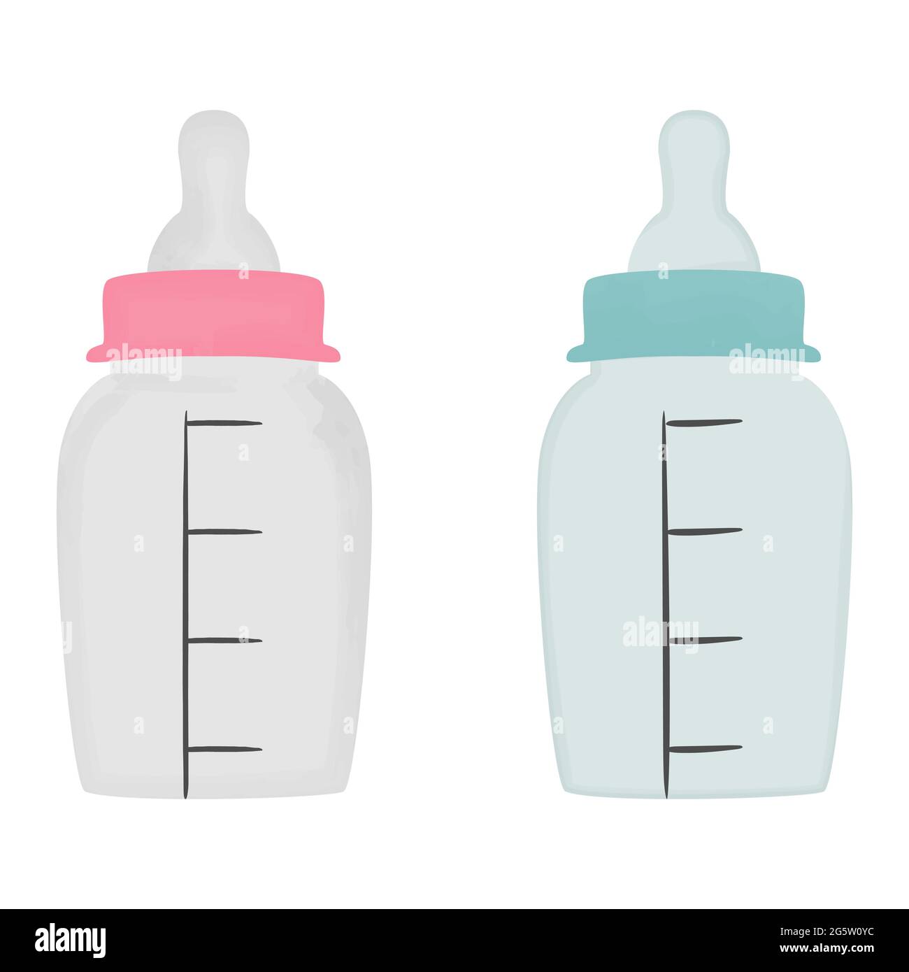 Baby bottle with pacifier for boy and girl. Vector illustration Stock ...
