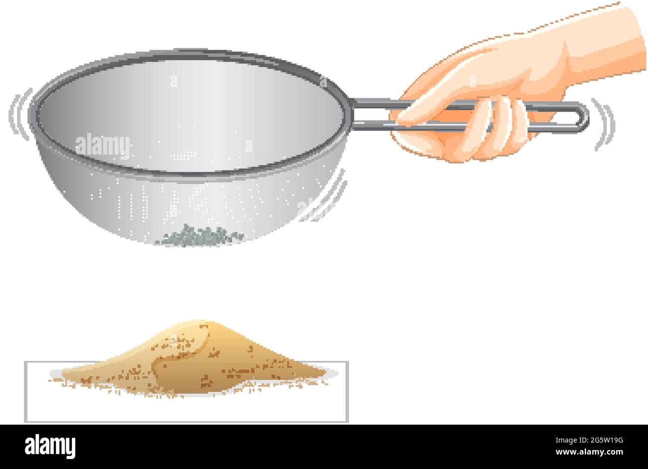 Sifting Sand Experiment with Hand Shaking Colander illustration Stock
