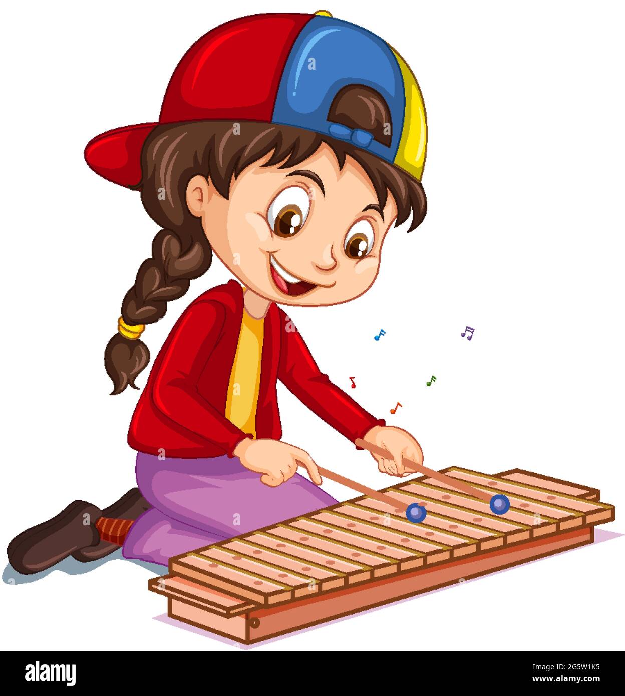 A girl cartoon character playing xylophone illustration Stock Vector Image  & Art - Alamy
