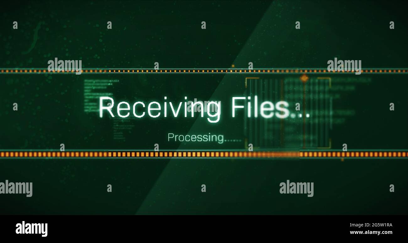 Image of receiving files processing text flashing digital interface ...