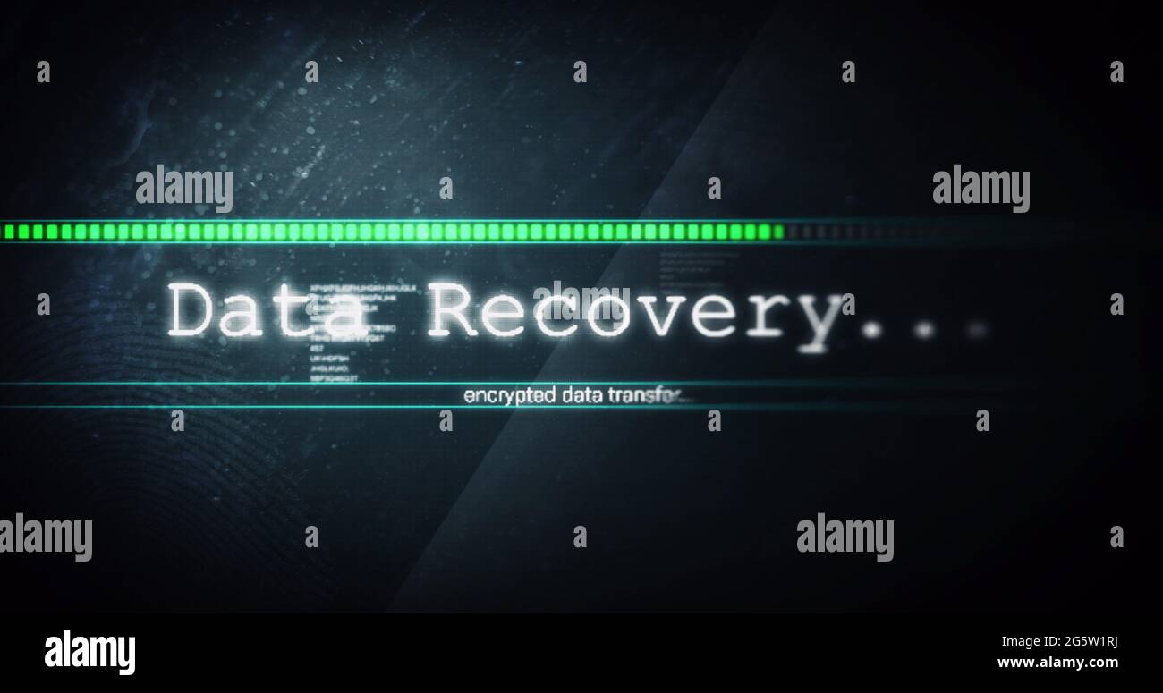 Image of data recovery text flashing digital interface Stock Photo