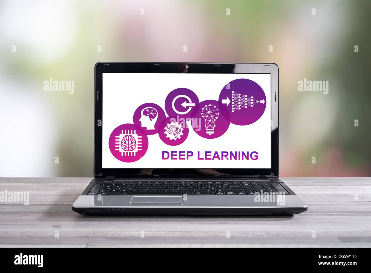 Deep learning concept shown on a laptop screen Stock Photo