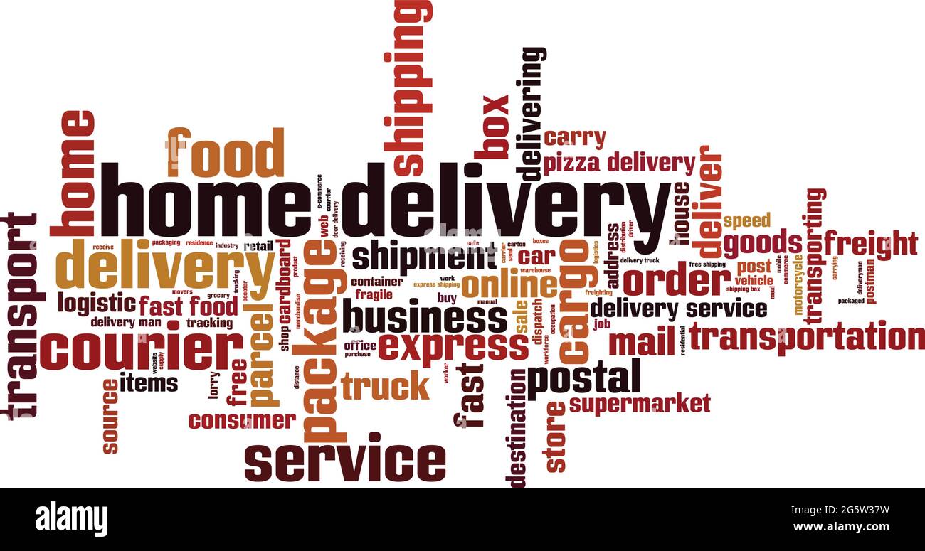 Home delivery word cloud concept. Collage made of words about home delivery. Vector illustration