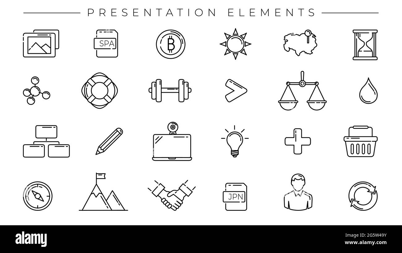 Presentation Elements concept line style vector icons set Stock Vector ...