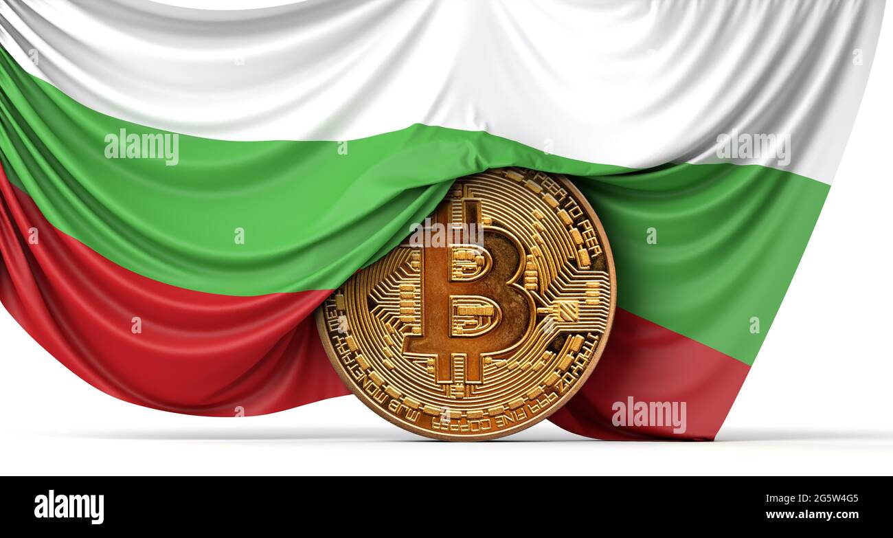 Bulgaria flag draped over a bitcoin cryptocurrency coin. 3D Rendering Stock  Photo - Alamy