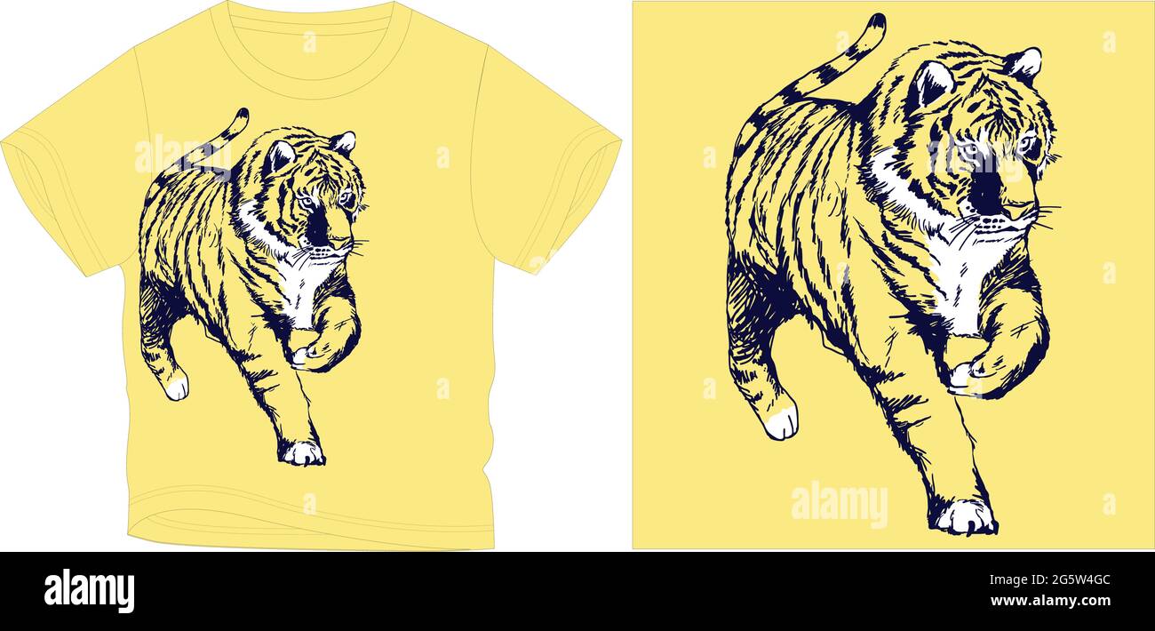 Tiger coming from shirt side vector design Stock Vector