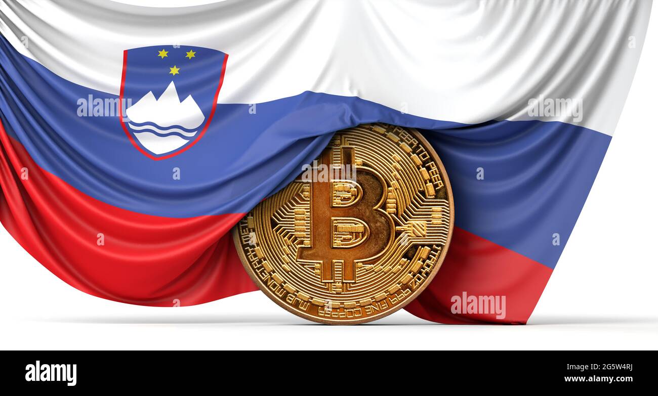 Bitcoin and cryptocurrency investing. Slovenia flag in background. Piggy  bank, the of saving concept. Mobile application for trading on stock. 3d  rend Stock Photo - Alamy