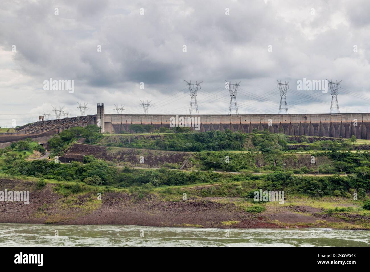 Itaipu dam on river Parana on the border of Brazil and Paraguay Stock Photo