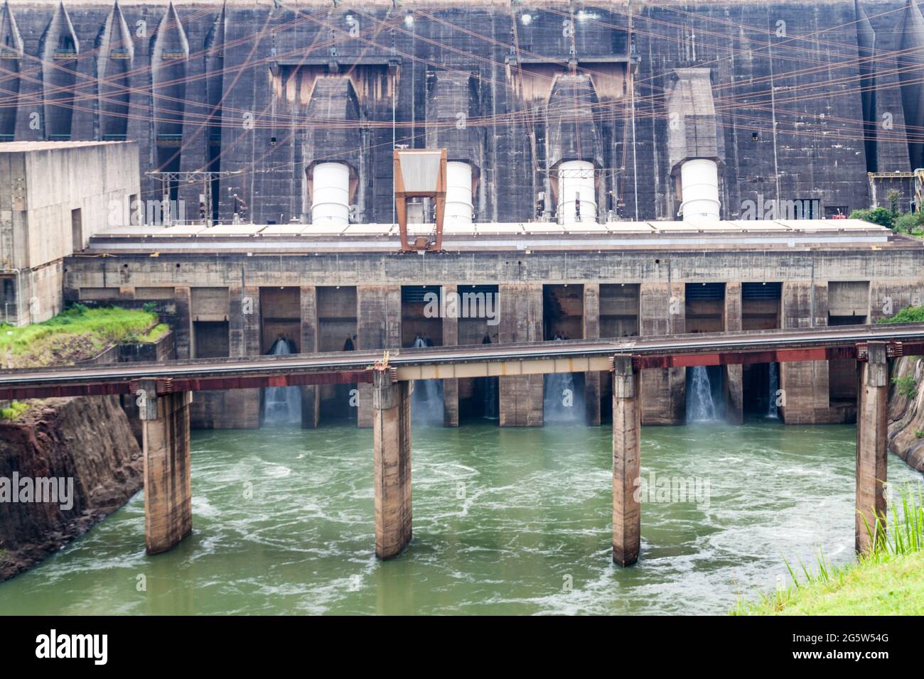 Detail of Itaipu dam on river Parana on the border of Brazil and Paraguay Stock Photo