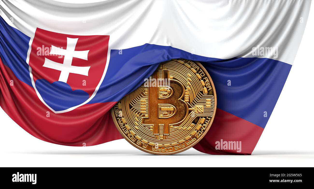 Slovakia flag draped over a bitcoin cryptocurrency coin. 3D Rendering Stock  Photo - Alamy