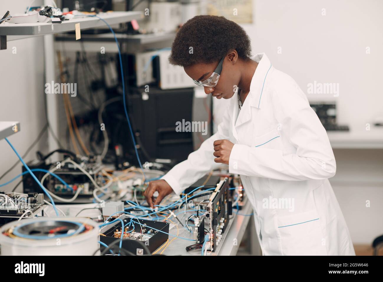 Scientist african american black woman working in laboratory and single ...
