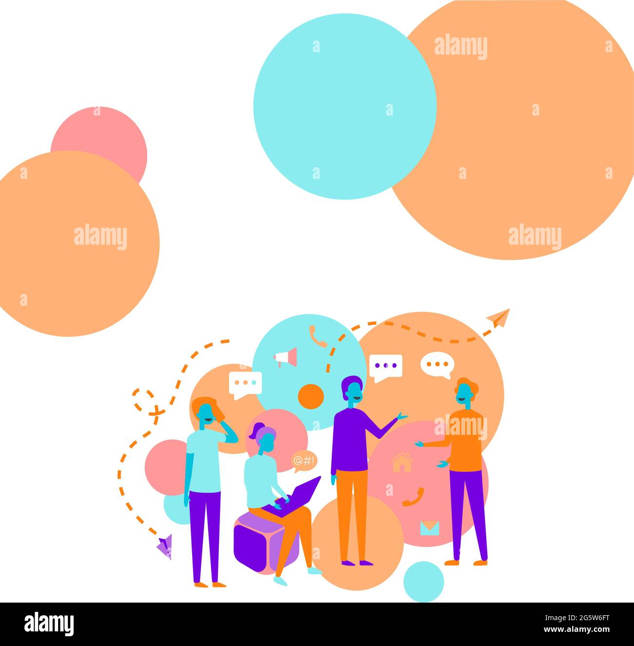 Four Colleagues Illustration Having Conversations With Each Other ...