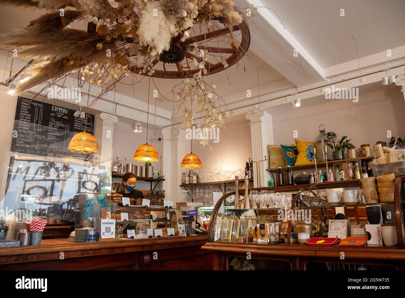 Inside Common Cafe on the Pavenment in Clapham Common, London UK Stock Photo