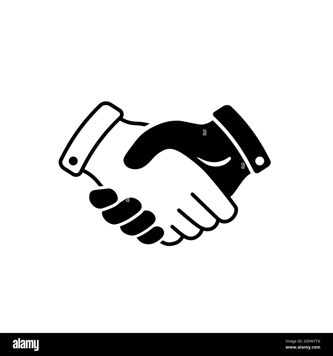 Vector handshake line art icon, sign. Business contract, agreement symbol. Line drawing, black and white illustration. Stock Vector