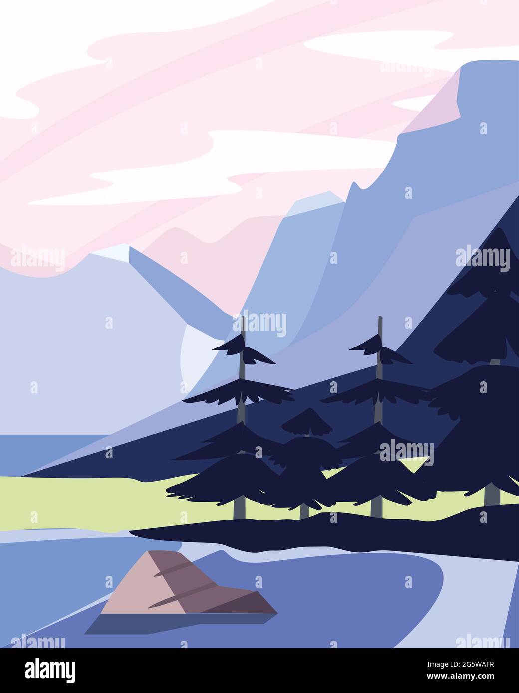 landscape with pines nature scene Stock Vector Image & Art - Alamy