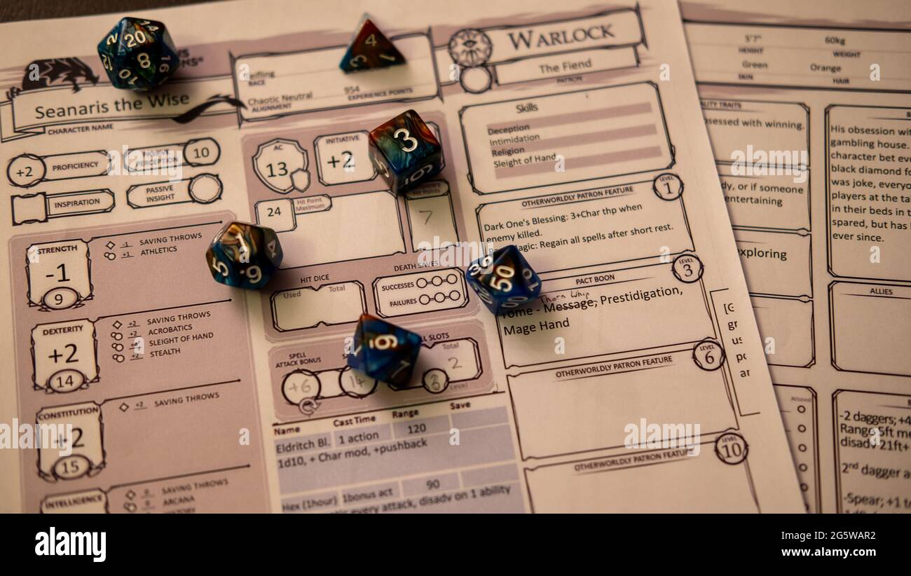 Dungeons, Dragons and Dice Stock Photo