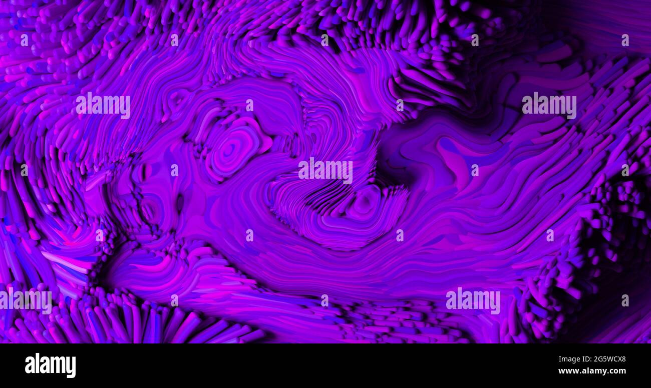 Digital image of purple flowing liquid texture effect on black ...