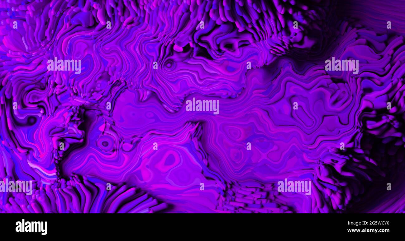 Digital image of purple flowing liquid texture effect on black ...