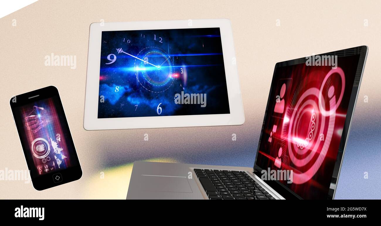 Digital interface with data processing over screens of multiple ...