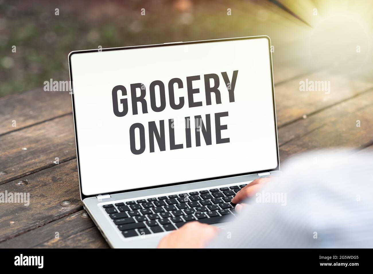 Conceptual display Grocery Online. Business showcase digital version of