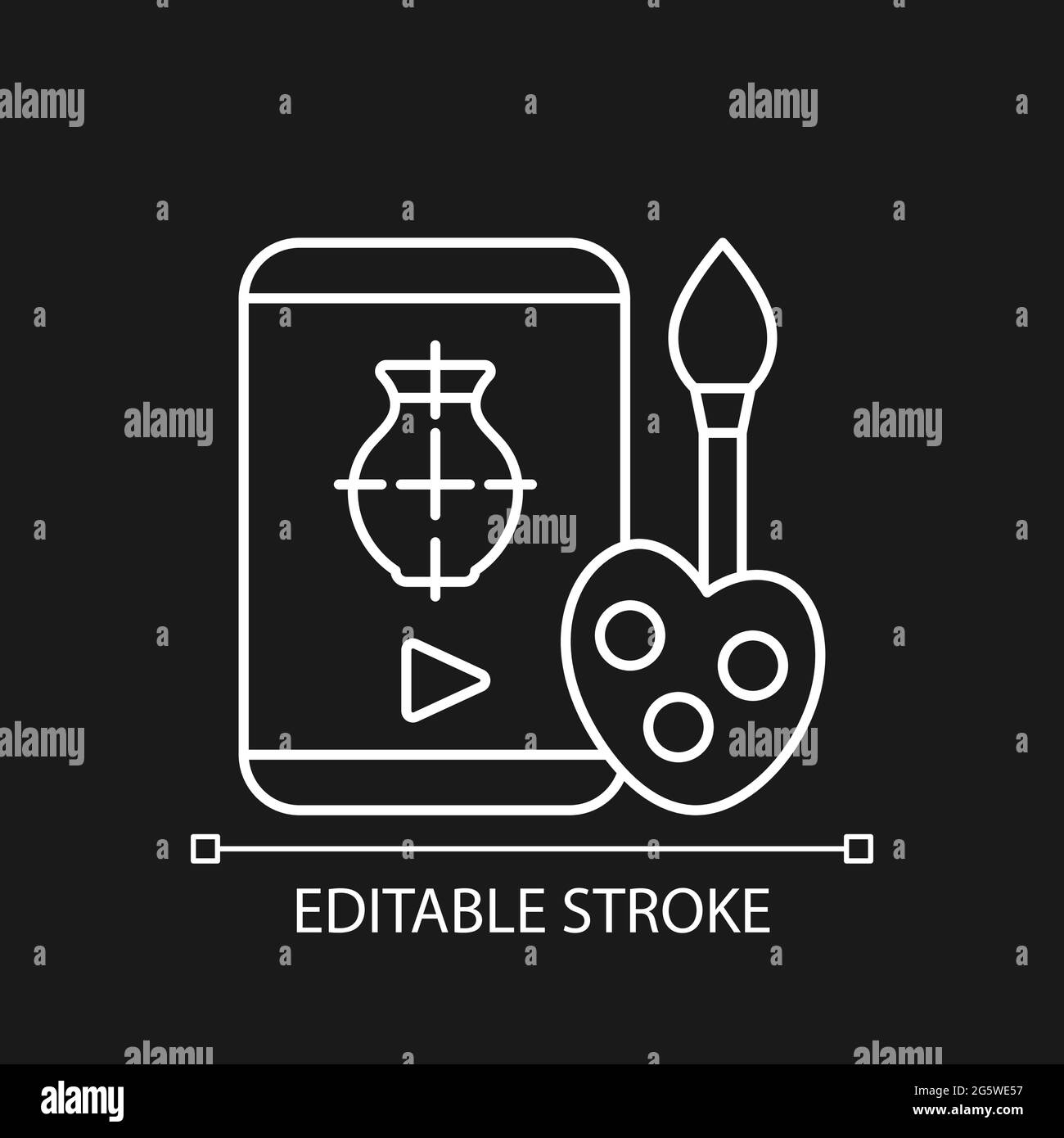 Drawing tutorials white linear icon for dark theme. Art class. E ...