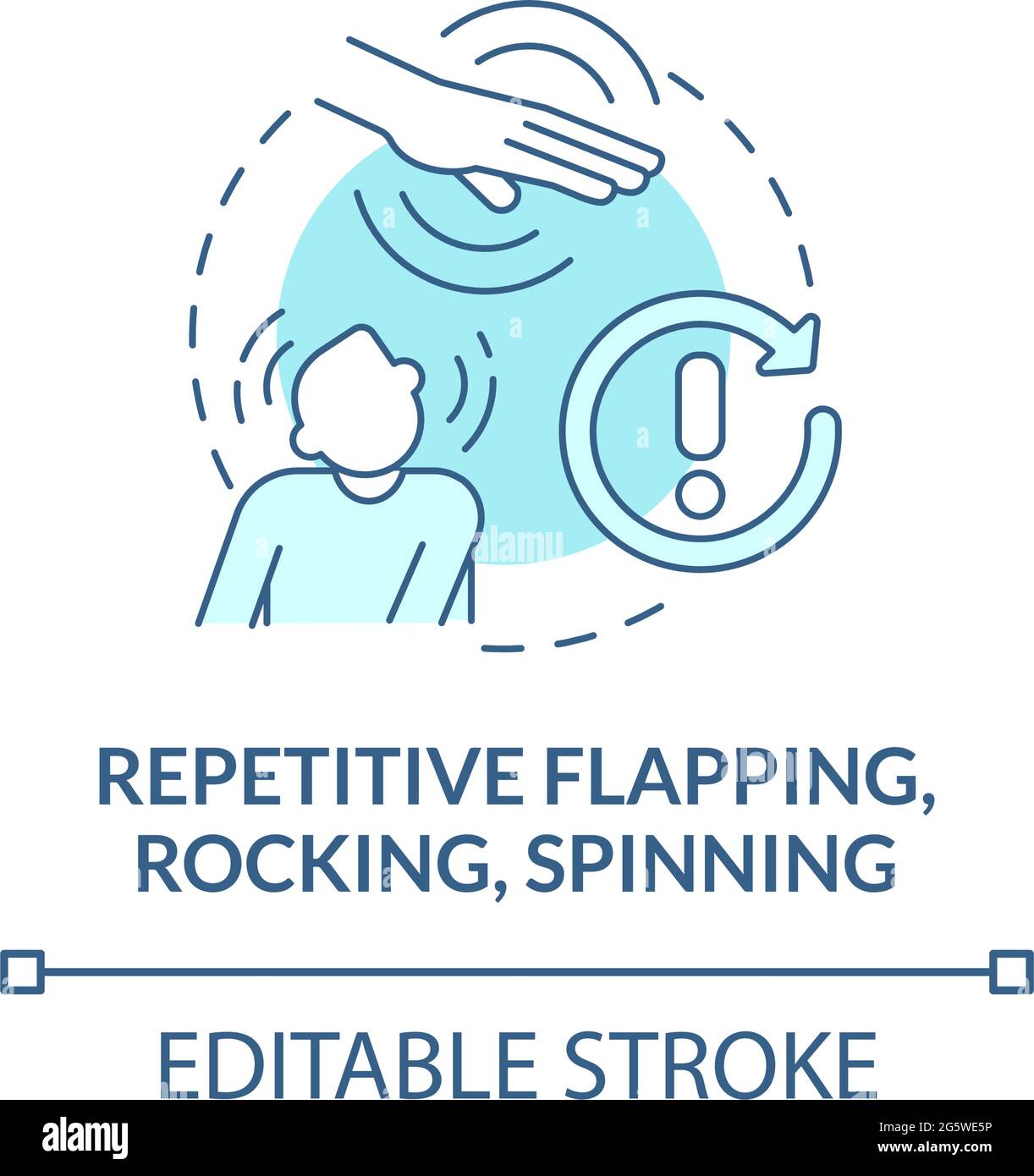 Repetitive flapping, rocking, spinning concept icon. Autism symptom