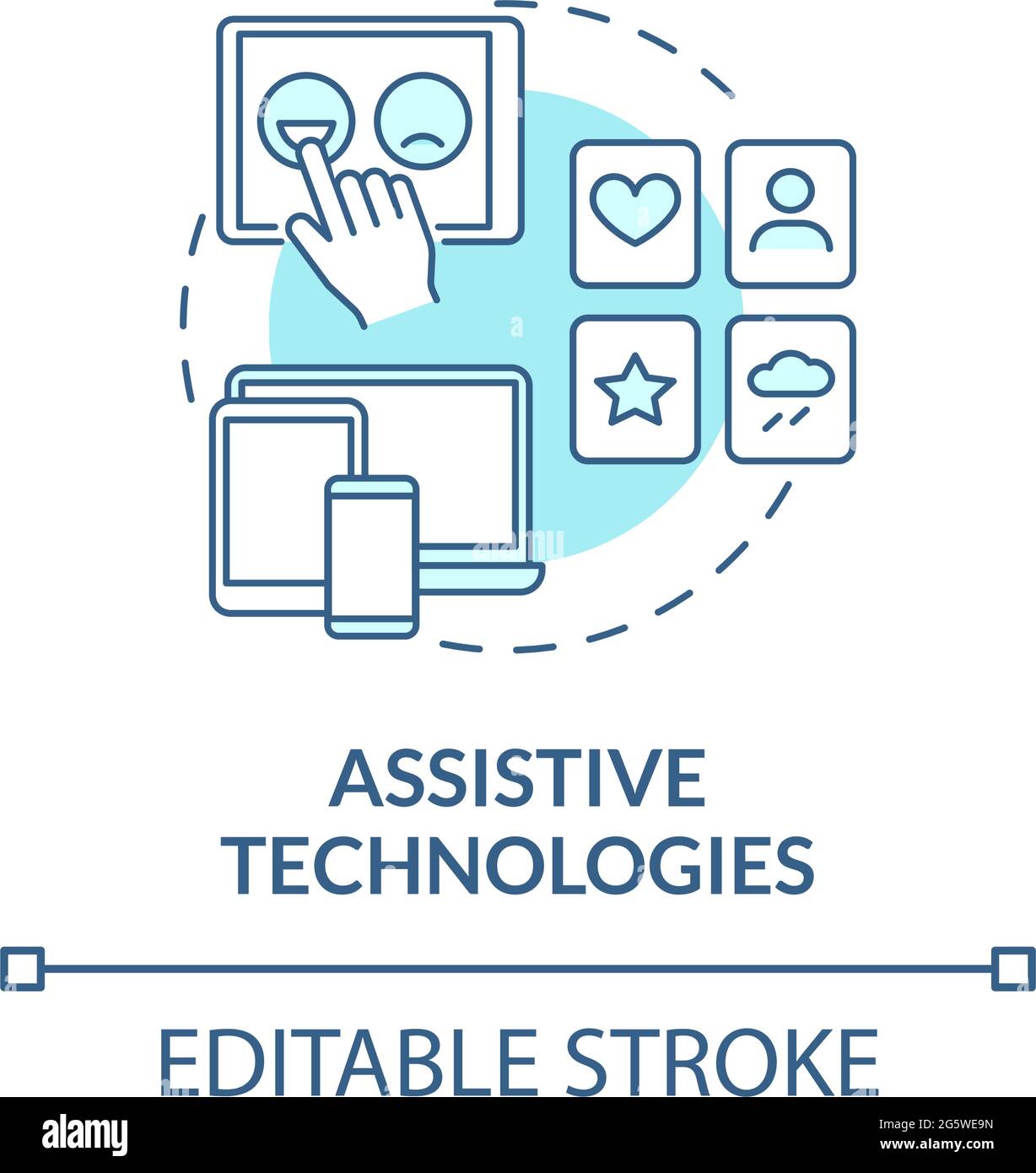 Assistive technologies concept icon. Autistic behavior treatment