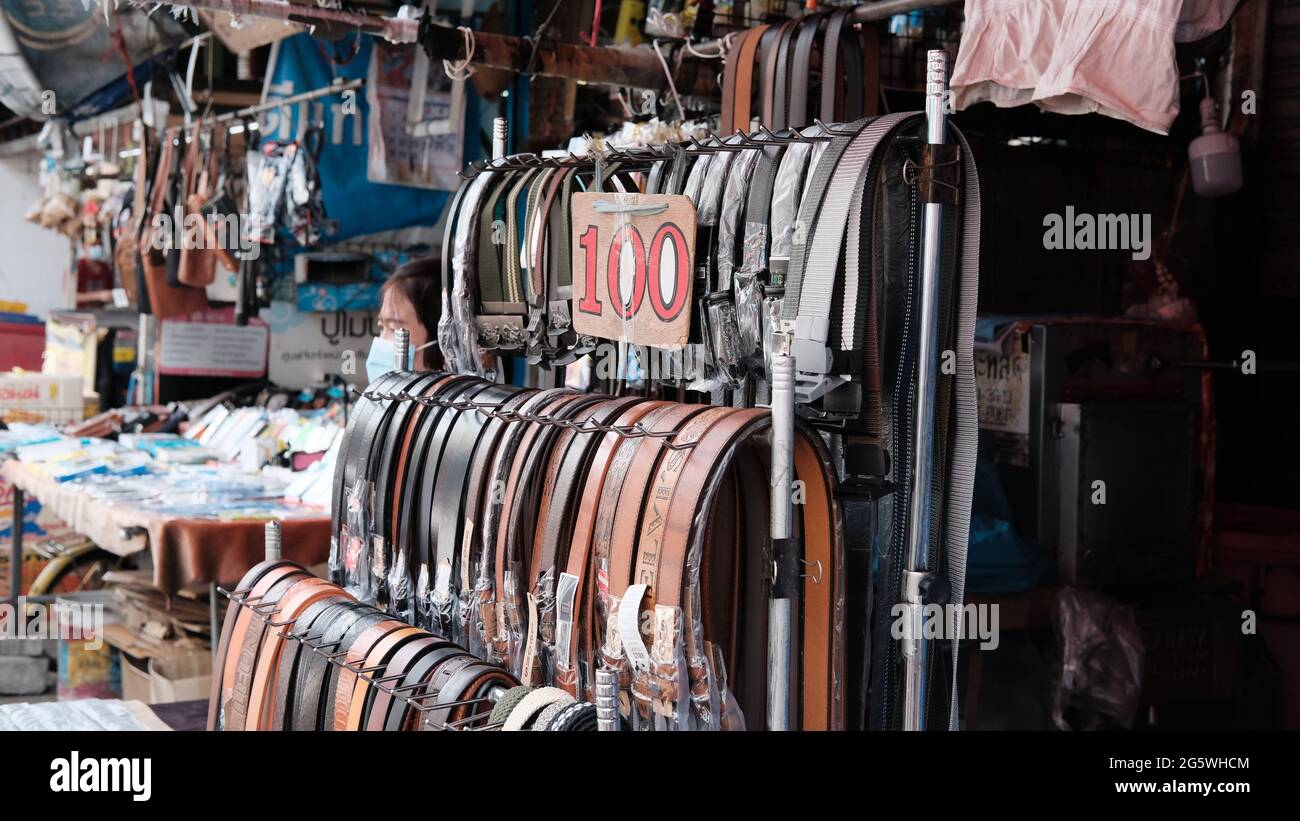 Cowhide Leather Belts For Sale at Klong Toey Market Wholesale Wet ...