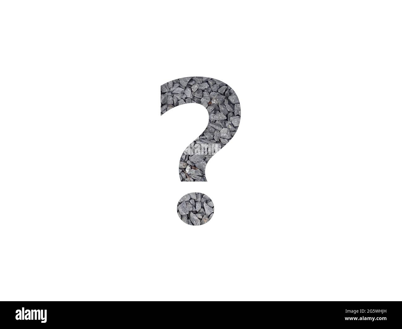 question mark of the alphabet made with grey gravel isolated on a white ...
