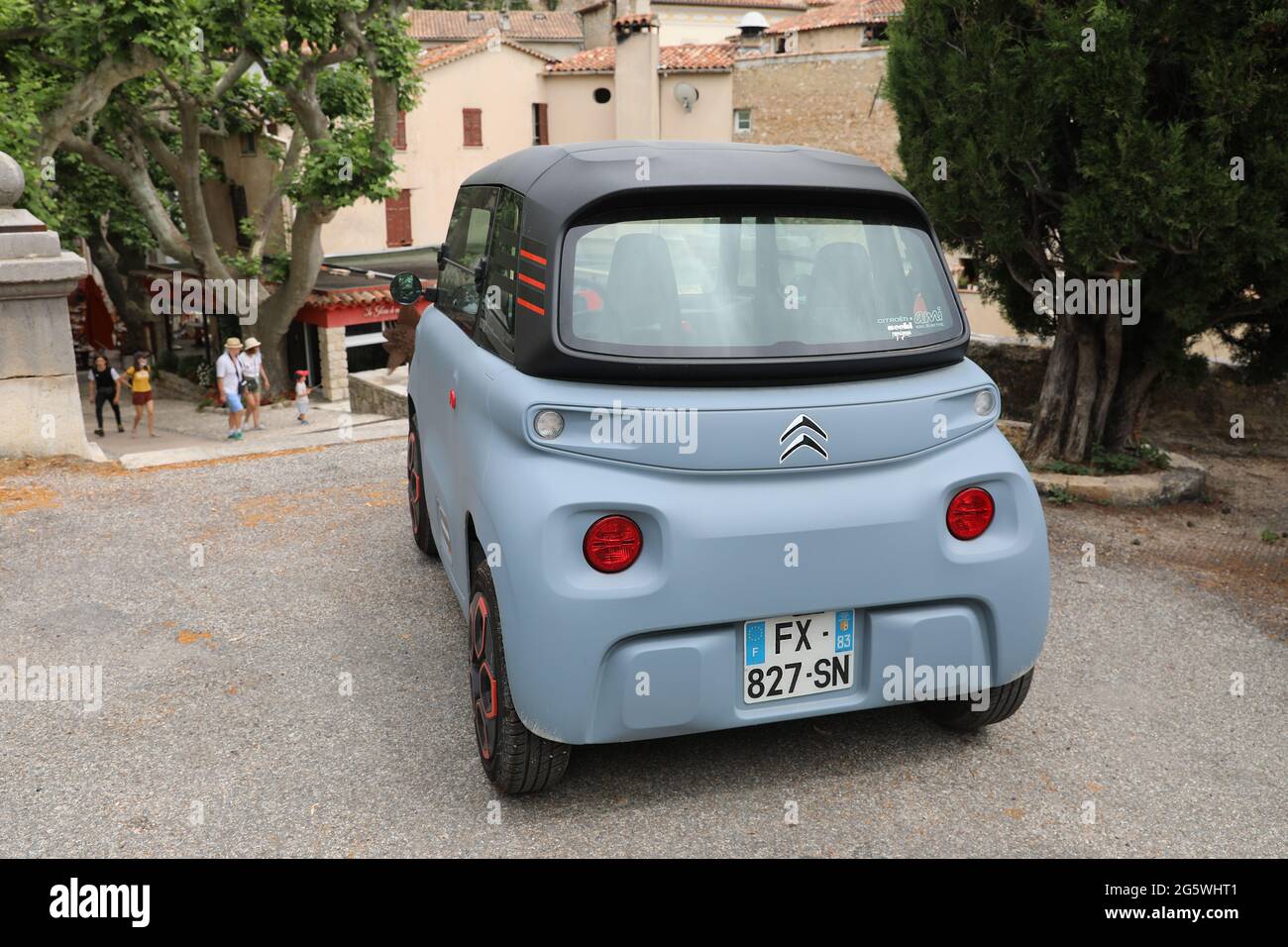 Seillans, France June 19, 2021 French Small Citroen Ami Electric TwoSeater MicroCity Car