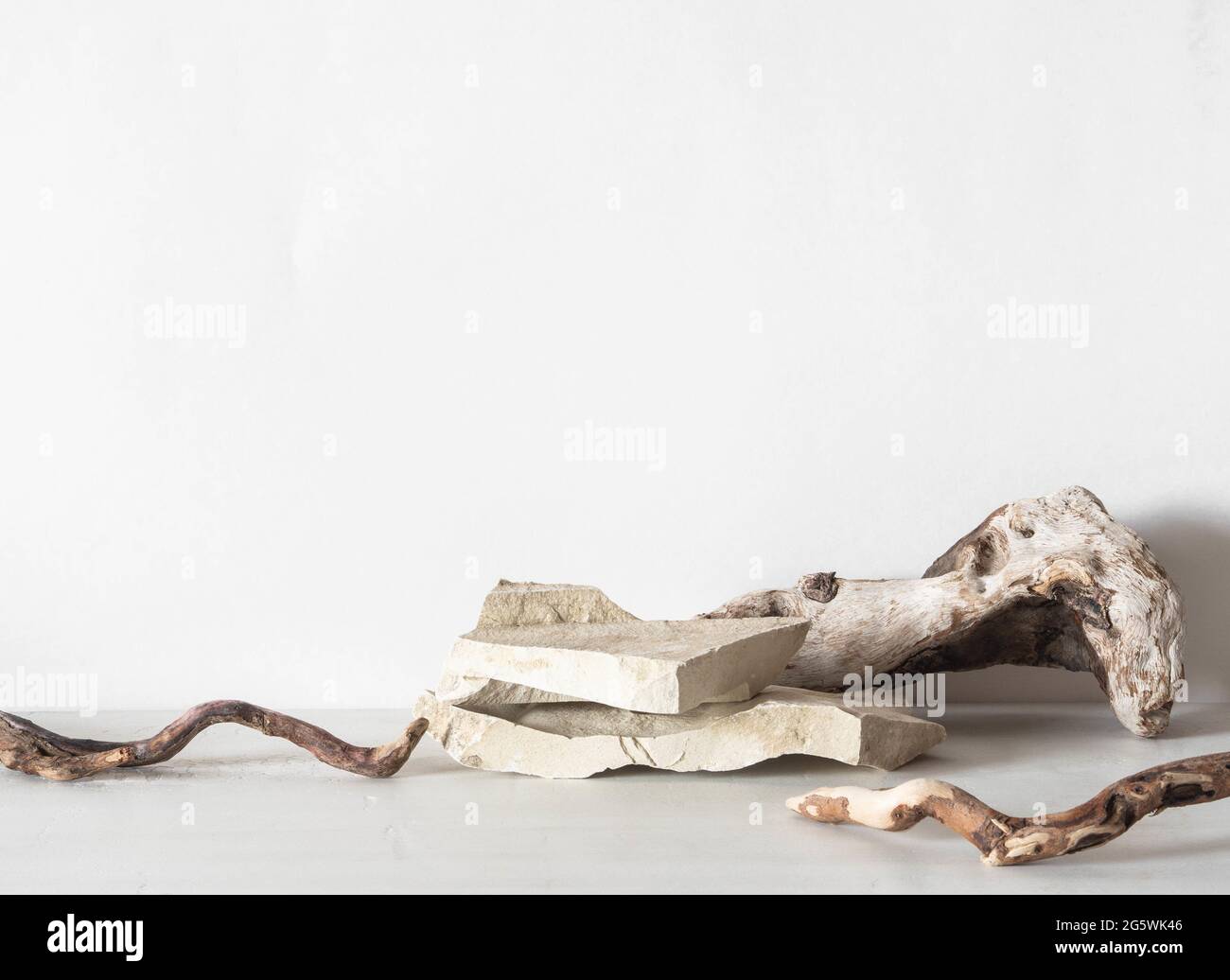 driftwood background.Driftwood sticks, white starfish and white fishing net  on beige cream background.Natural wood decor in a nautical style.Summer  Stock Photo - Alamy