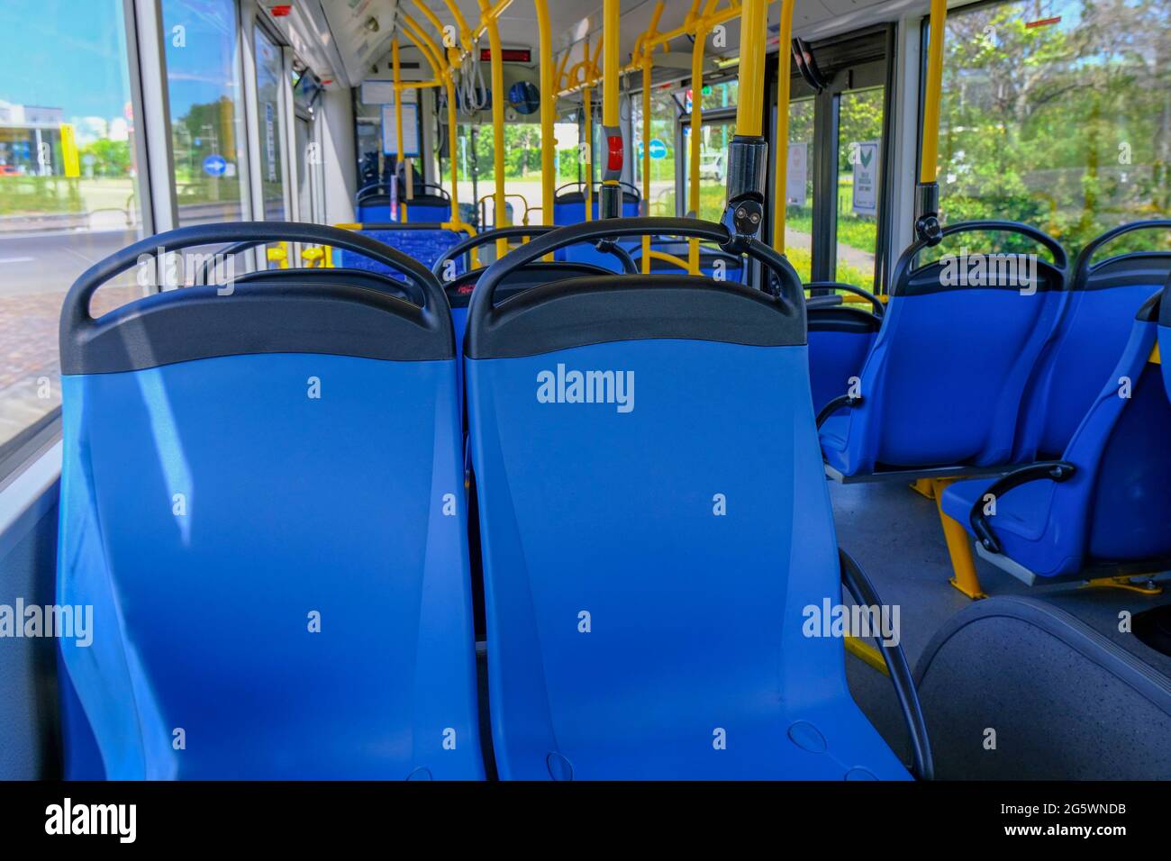 Airport bus transport blue seats hires stock photography and images